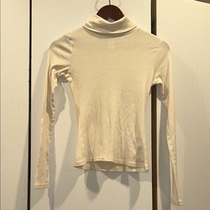 Cream Turtleneck Long Sleeve Top